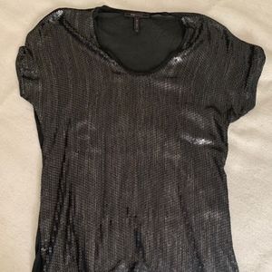 BCBG Black Sequin Top - Size XS